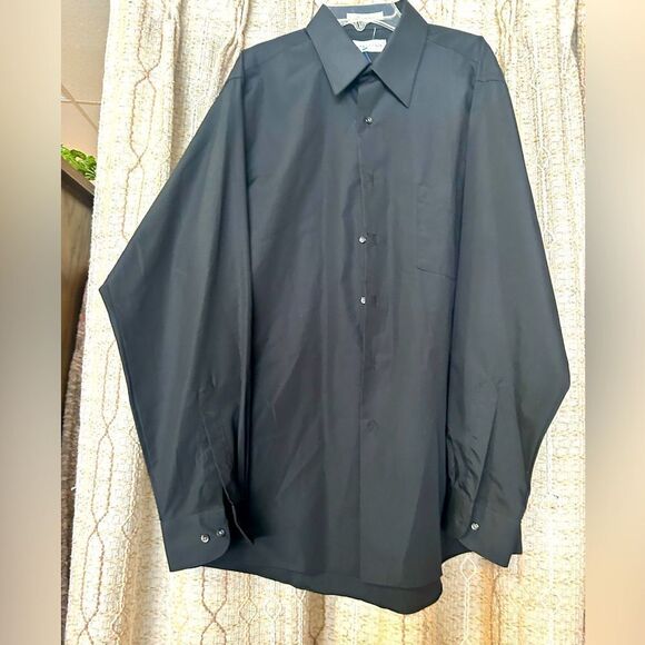 VanHeusen men 16 black dress shirt - Picture 1 of 8